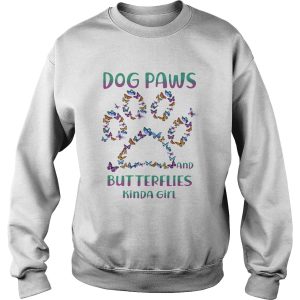 Dog paws and butterflies kind girl shirt