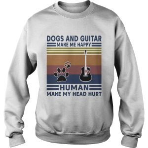 Dogs and guitar make me happy human make my head hurt vintage retro shirt 2