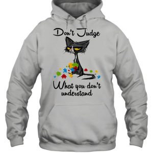 Don't judge what you don't understand black cat autism awareness shirt 3