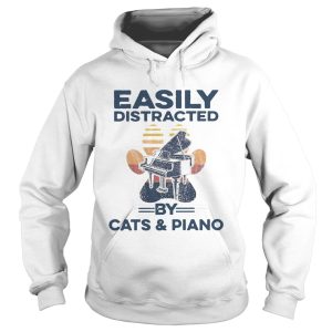 Easily Distracted By Cats And Piano Vintage shirt 1