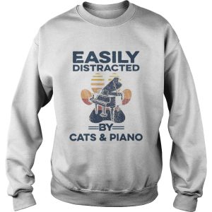 Easily Distracted By Cats And Piano Vintage shirt