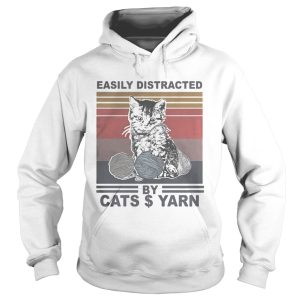 Easily Distracted By Cats And Yarn Vintage Retro shirt 1