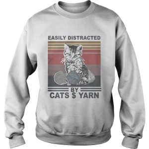 Easily Distracted By Cats And Yarn Vintage Retro shirt