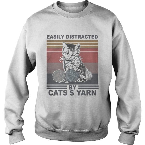 Easily Distracted By Cats And Yarn Vintage Retro shirt