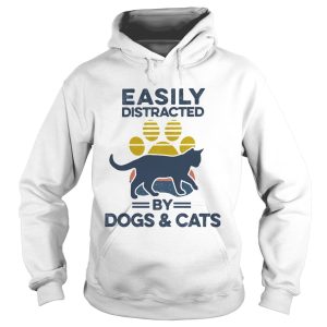 Easily Distracted By Dogs And Cats Footprint Vintage Retro shirt 1