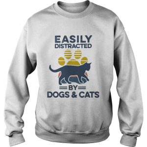 Easily Distracted By Dogs And Cats Footprint Vintage Retro shirt 2