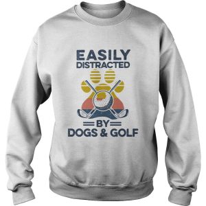 Easily Distracted By Dogs And Golf Footprint Vintage Retro shirt 2