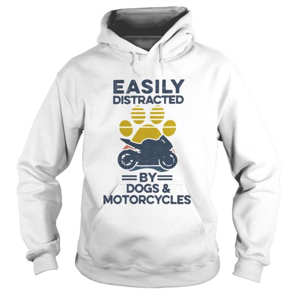 Easily Distracted By Dogs And Motorcycles Footprint Vintage Retro shirt