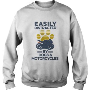 Easily Distracted By Dogs And Motorcycles Footprint Vintage Retro shirt 2