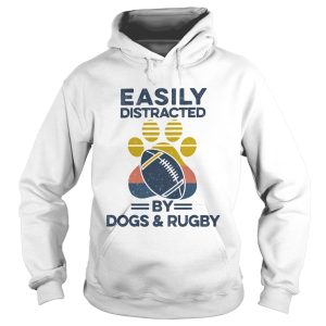 Easily Distracted By Dogs And Rugby Footprint Vintage Retro shirt