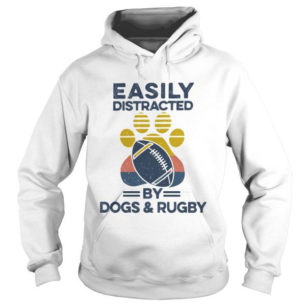 Easily Distracted By Dogs And Rugby Footprint Vintage Retro shirt