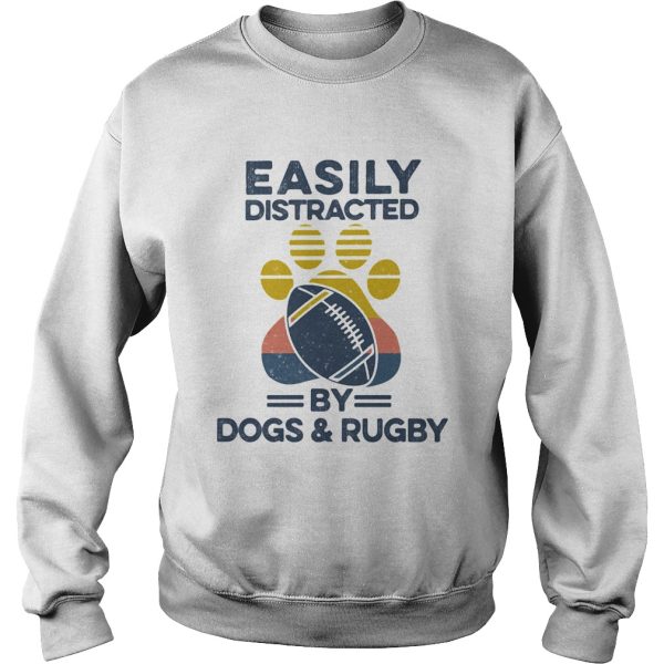 Easily Distracted By Dogs And Rugby Footprint Vintage Retro shirt