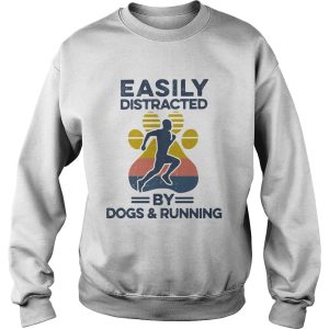 Easily Distracted By Dogs And Running Footprint Vintage Retro shirt 2