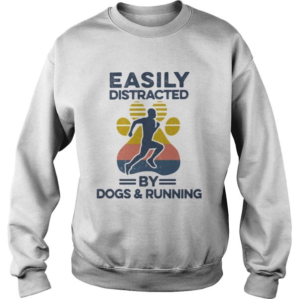 Easily Distracted By Dogs And Running Footprint Vintage Retro shirt