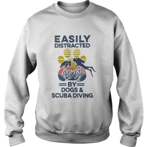 Easily Distracted By Dogs And Scuba Diving Footprint Vintage Retro shirt 2