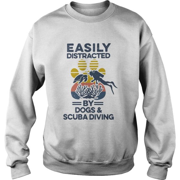 Easily Distracted By Dogs And Scuba Diving Footprint Vintage Retro shirt