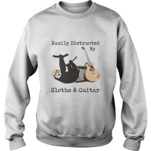 Easily Distracted By Sloths And Guitar shirt 3