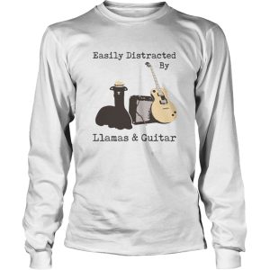 Easily Distracted By Wine Llamas And Guitar shirt 2