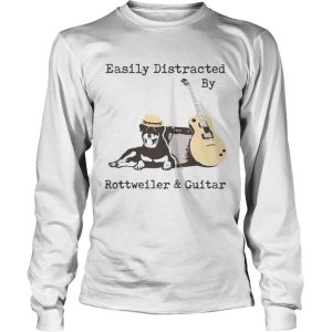 Easily Distracted By Wine Rottweiler And Guitar shirt 2