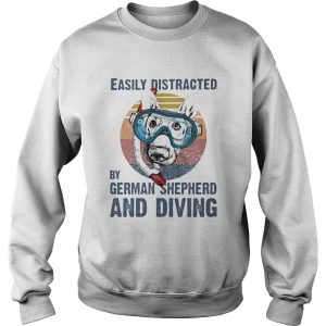 Easily distracted by german shepherd and scuba diving vintage retro shirt 2