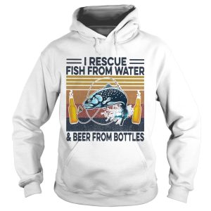 Fishing i rescue fish from water and beer from bottles vintage retro shirt 1