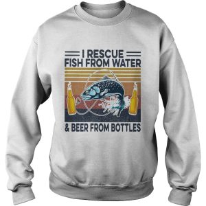 Fishing i rescue fish from water and beer from bottles vintage retro shirt 2