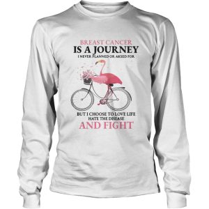 Flamingo breast cancer is a journey I never planned or asked for t shirt 2