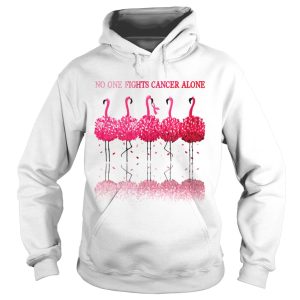 Flamingos Breast Cancer Awareness No One Fights Cancer Alone shirt 1