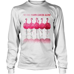 Flamingos Breast Cancer Awareness No One Fights Cancer Alone shirt 2