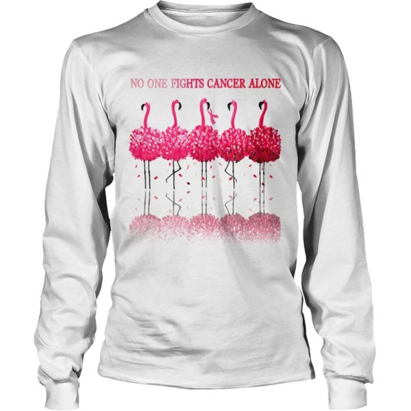 Flamingos Breast Cancer Awareness No One Fights Cancer Alone shirt