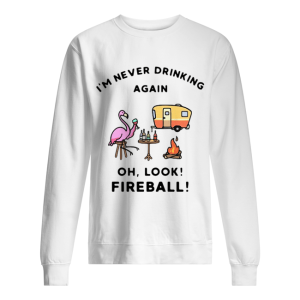 Flamingos I'm Never Drinking Again Oh Look Fireball shirt 2