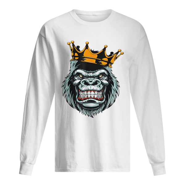 Funny Gorilla King ferocious gorilla on with crown Halloween shirt