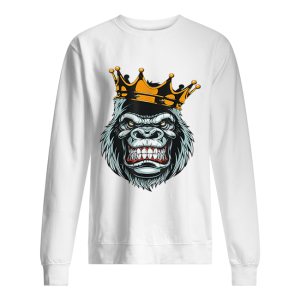 Funny Gorilla King ferocious gorilla on with crown Halloween shirt 2