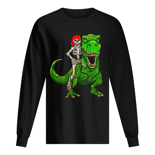 Funny Pirate Skeleton On T Rex Dinosaur Halloween Costume Gifts shirt