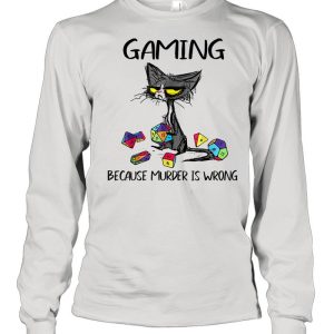 Gaming Because Murder Is Wrongs Black Cat Shirt