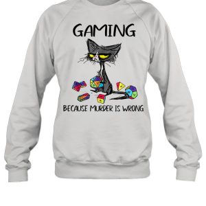 Gaming Because Murder Is Wrongs Black Cat Shirt 2