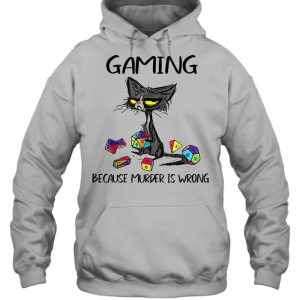 Gaming Because Murder Is Wrongs Black Cat Shirt 3