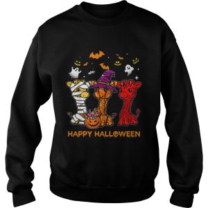 Giraffe Happy Halloween Cute Mummy Witch Pumpkin shirt 3