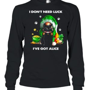 Gnome Hug Cat I Don't Need Luck I've Got Alice Saint Patrick's Day Shirt 1