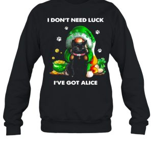 Gnome Hug Cat I Don't Need Luck I've Got Alice Saint Patrick's Day Shirt 2