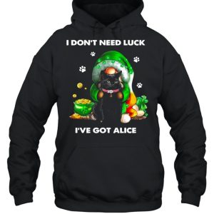 Gnome Hug Cat I Don't Need Luck I've Got Alice Saint Patrick's Day Shirt 3