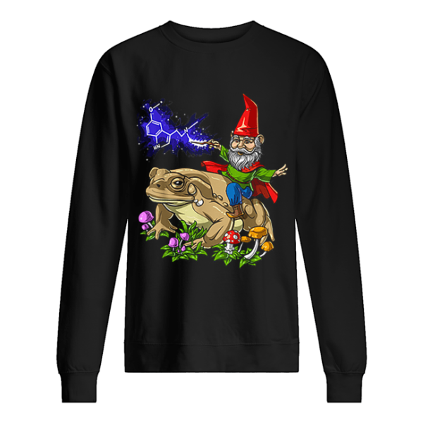 Gnome Riding Bufo Alvarius Toad Chemistry Witch Christmas shirt