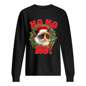 Grumpy Cat Ho Ho No Christmas Wreath Holiday Graphic shirt 2