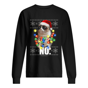 Grumpy Cat Ugly Sweater Christmas Lights No Graphic shirt 2