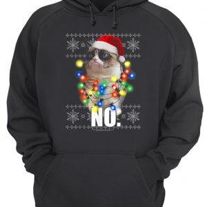 Grumpy Cat Ugly Sweater Christmas Lights No Graphic shirt 3