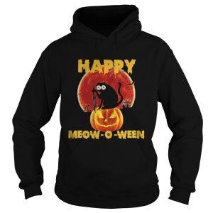 Halloween Black Cat Hold Knife Happy Meowoween shirt 1