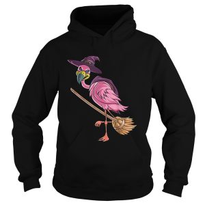 Halloween Flamingo Witch Scary Party Funny Broom Gift shirt