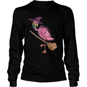 Halloween Flamingo Witch Scary Party Funny Broom Gift shirt 2