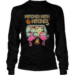 Halloween Flamingo Witches With Hitches Wine Lover Gift TShirt 2