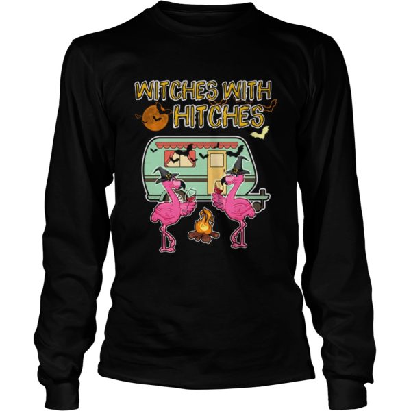 Halloween Flamingo Witches With Hitches Wine Lover Gift TShirt